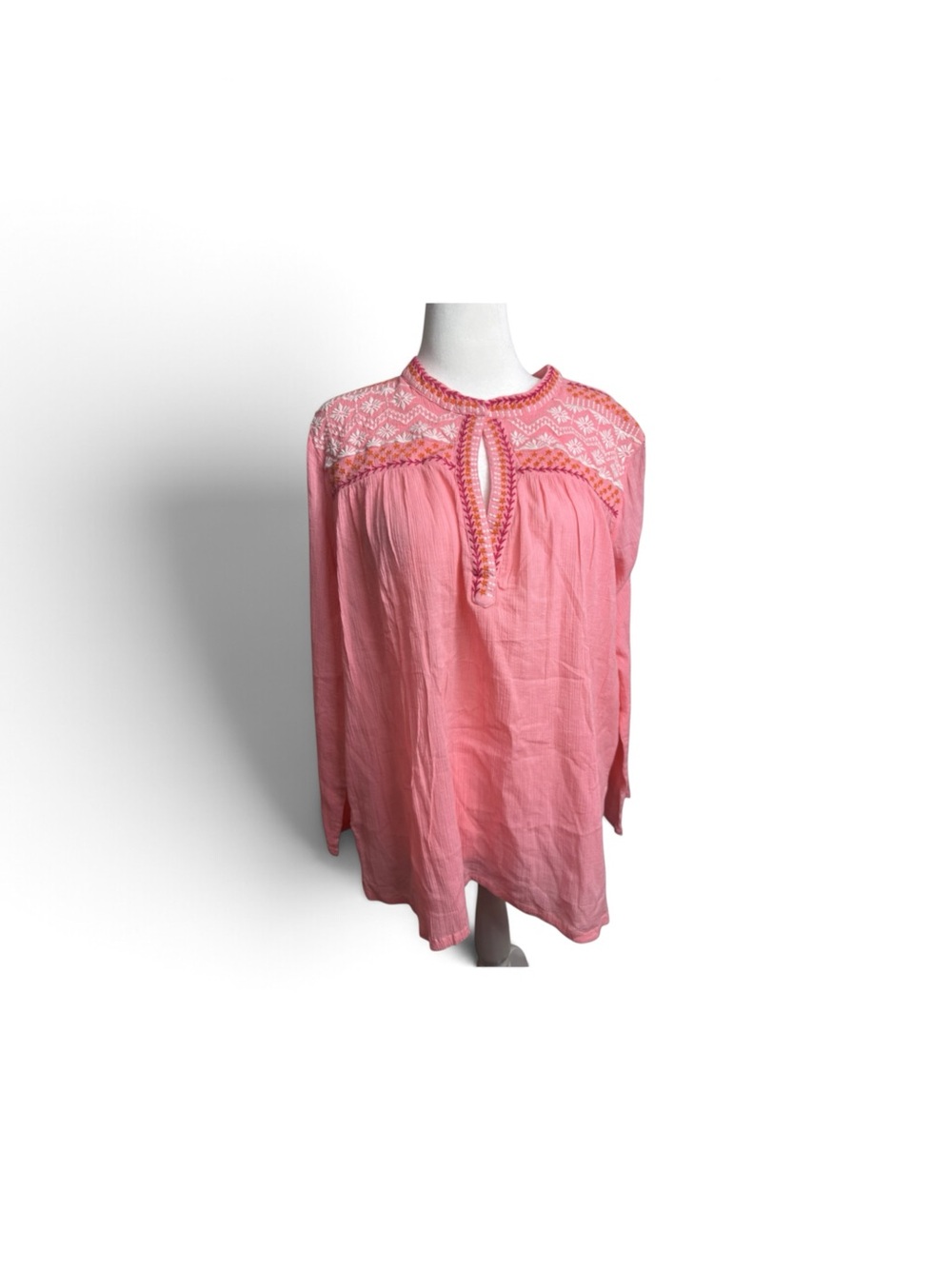 NWT Margaritaville Pink Embroidered Keyhole Tunic Size XL